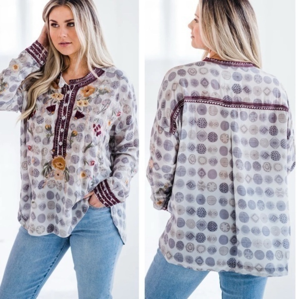 Johnny Was silk embroidered Jessabella blouse NWT RARE